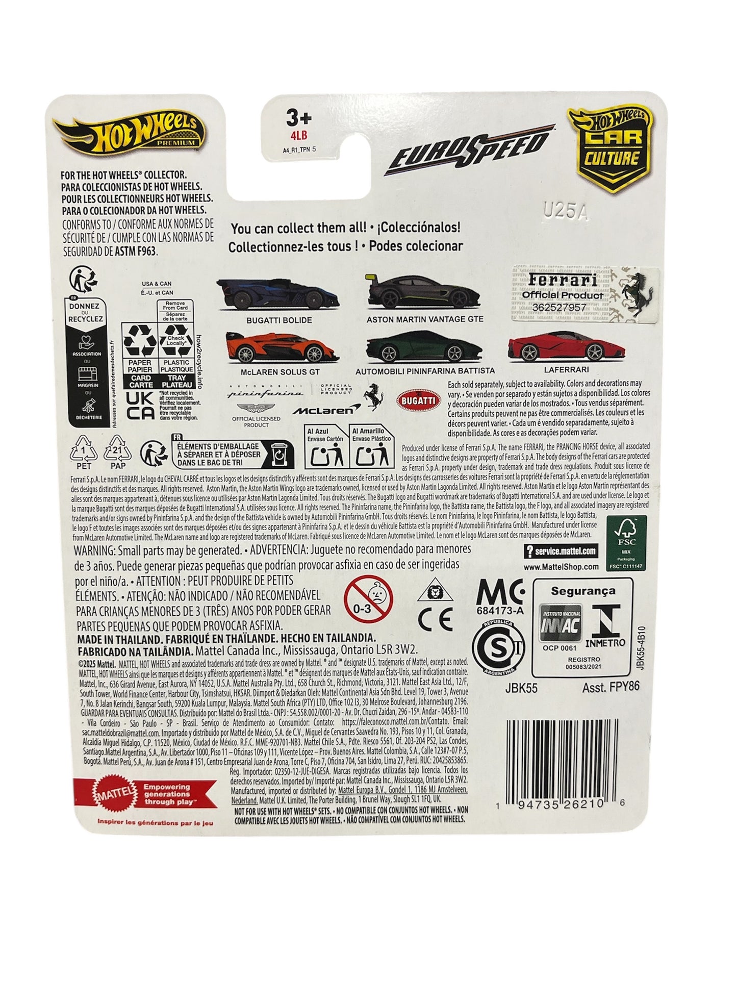 Hot Wheels 2025 Premium Car Culture Euro Speed LaFerrari 3/5