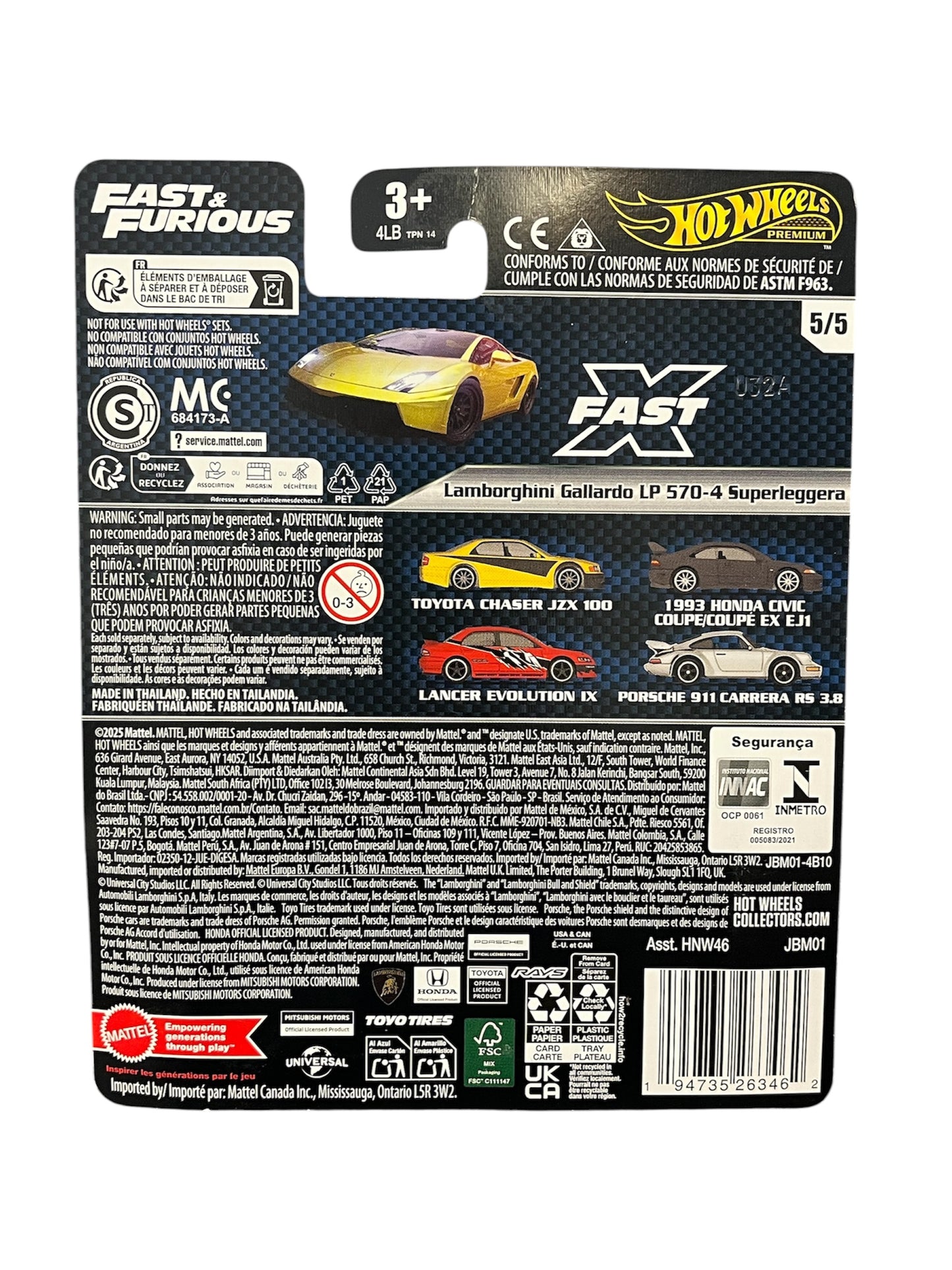 Hot Wheels Premium Fast & Furious Lamborghini Gallardo LP 570-4 Superleggera # 5