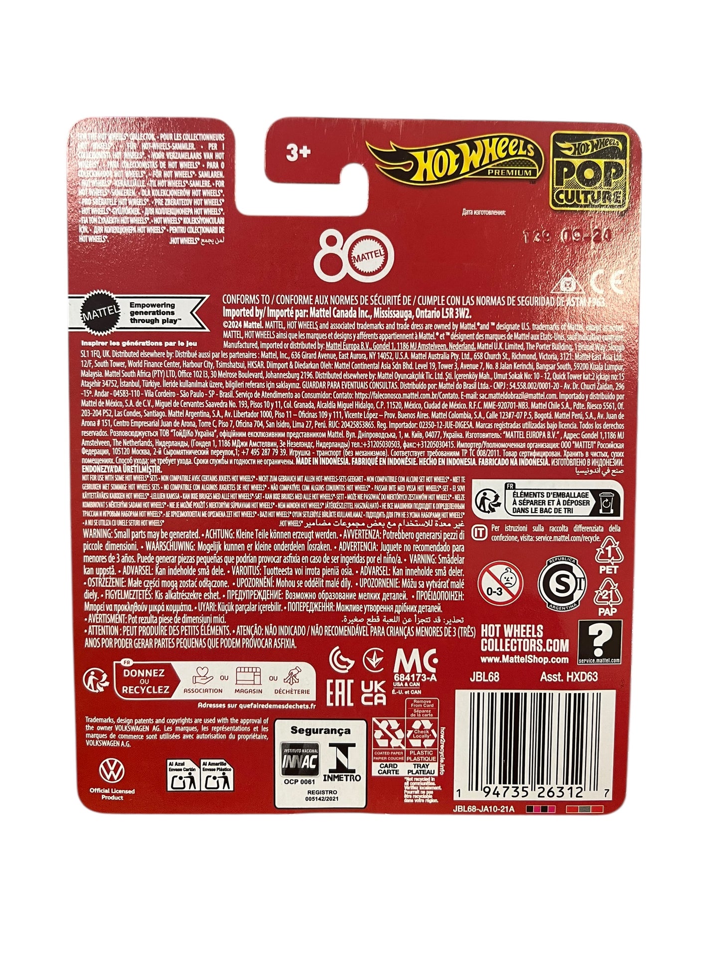 2025 Hot Wheels Premium Pop Culture Mattel 80th Kool Kombi in RED