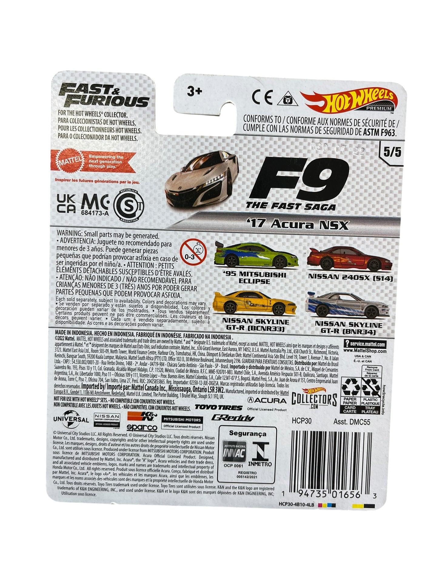 Hot Wheels 2022 Fast & Furious - Set of 5 Cars