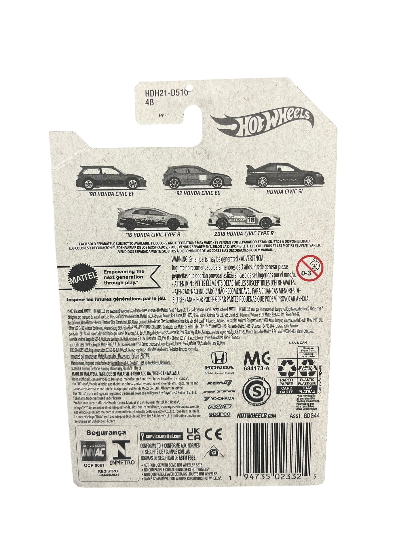2022 Hot Wheels Honda Civic SI Walmart Exclusive Honda Series