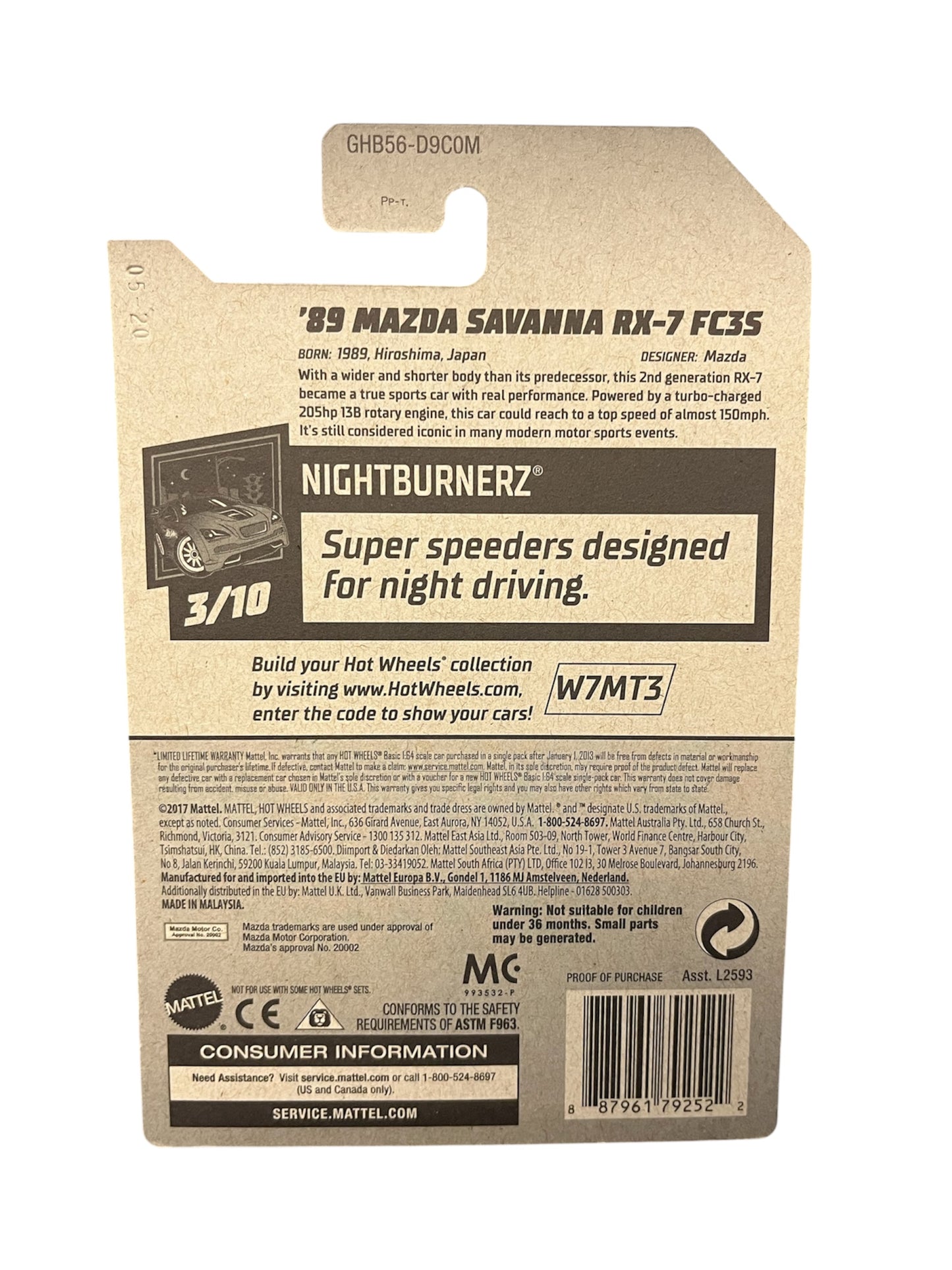 Hot Wheels ‘89 Mazda Savanna RX-7 FC35 red