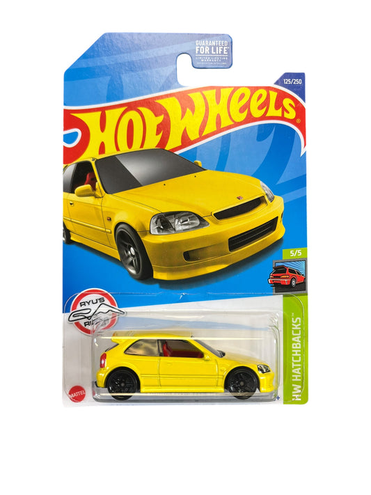 Hot Wheels '99 Honda Civic Type R EK9 Yellow #125 125/250 2022 HW Hatchbacks 5/5