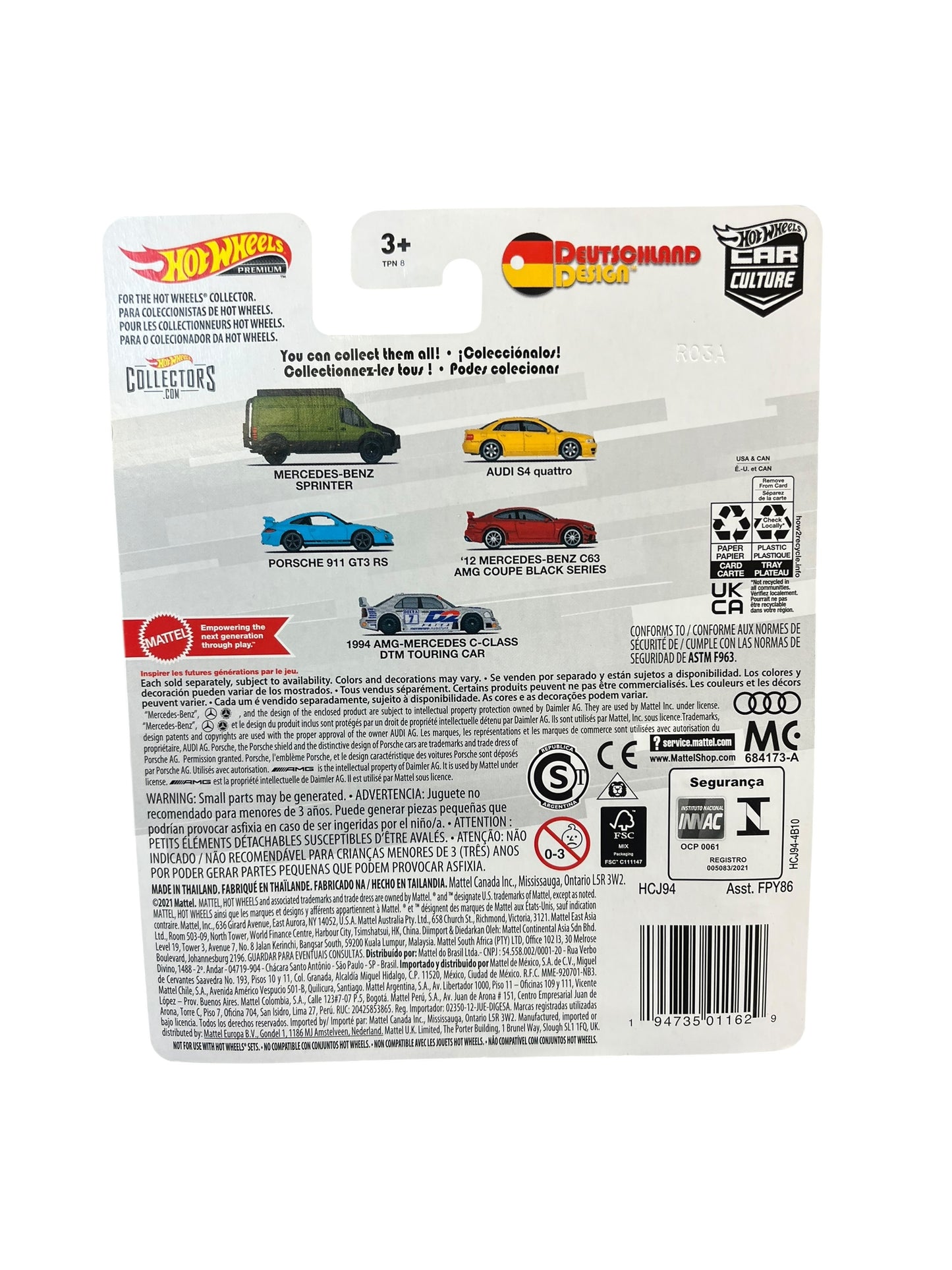 Hot Wheels Car Culture Deutschland Design Porsche 911 GT3 RS Car (HCJ94)