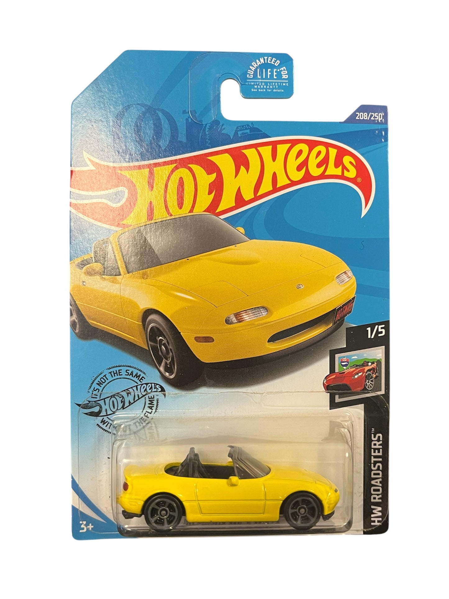 Hot Wheels Yellow '91 Mazda MX-5 Miata, #208 | HW Roadsters