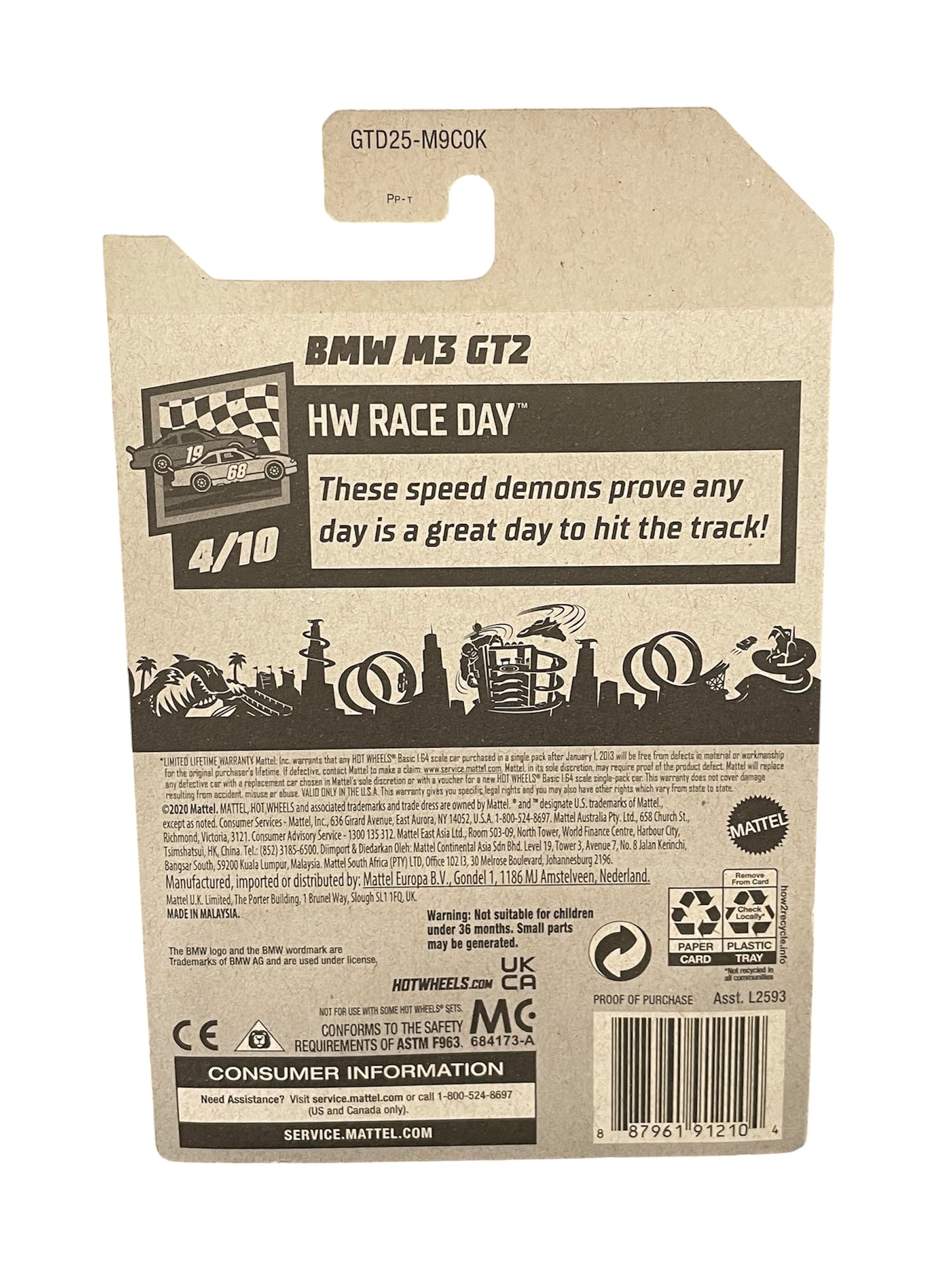 2021 Hot Wheels Zamac #57 BMW M3 GT2 HW Race Day