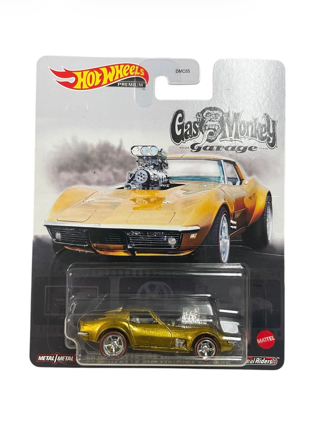 2021 Hot Wheels Premium 68 Corvette Gas Monkey Garage Gold Real Riders