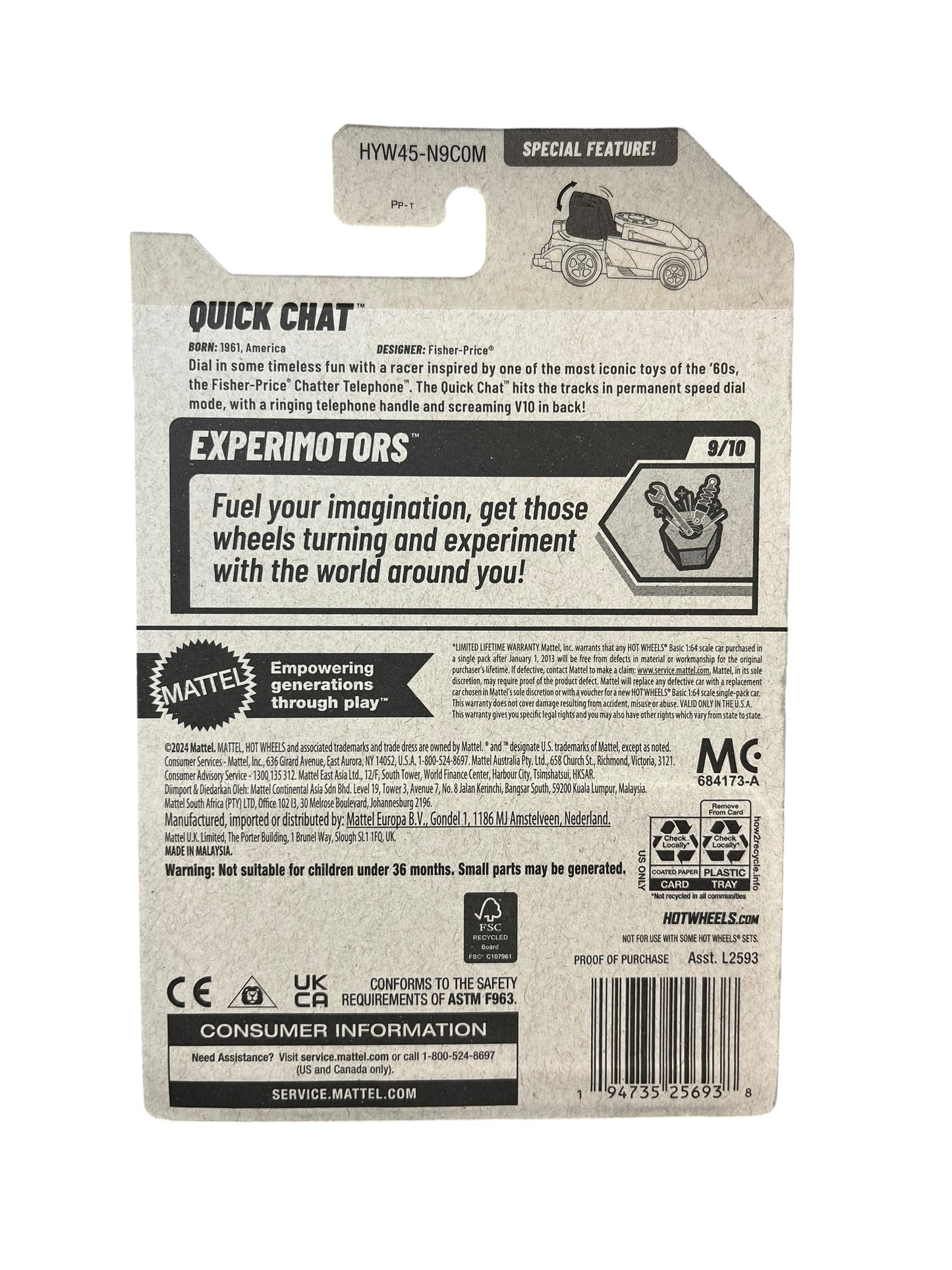 Hot Wheels 2025 Case L Quick Chat White Experimotors Series