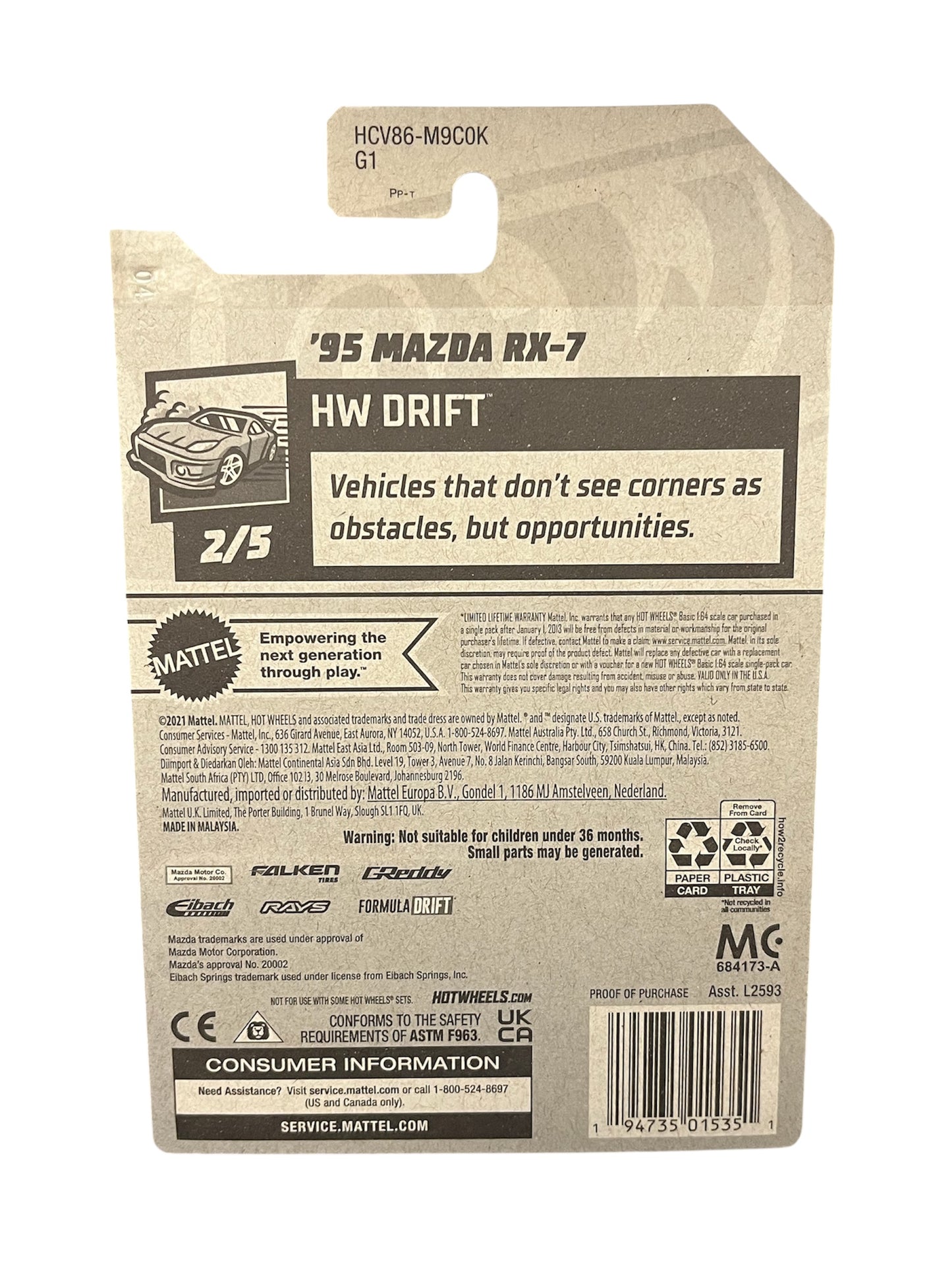 2022 Hot Wheels Falken Mazda RX-7 FD 95 HW Drift 177/250