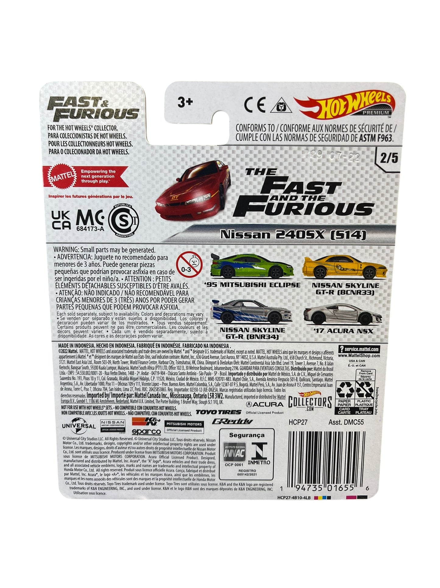 2022 HOT WHEELS PREMIUM FAST & FURIOUS Nissan 240SX  (S14)  # 2/5