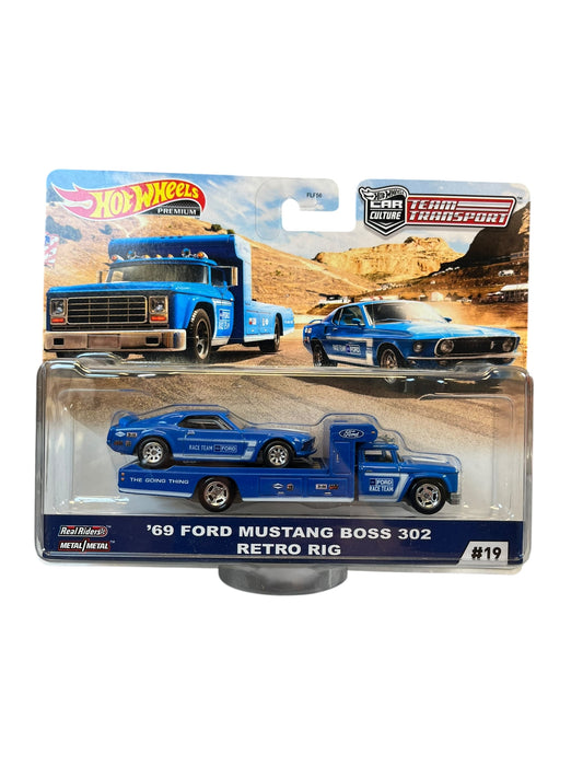 Hot Wheels Team Transport '69 Ford Mustang Boss 302 Retro Rig Hauler