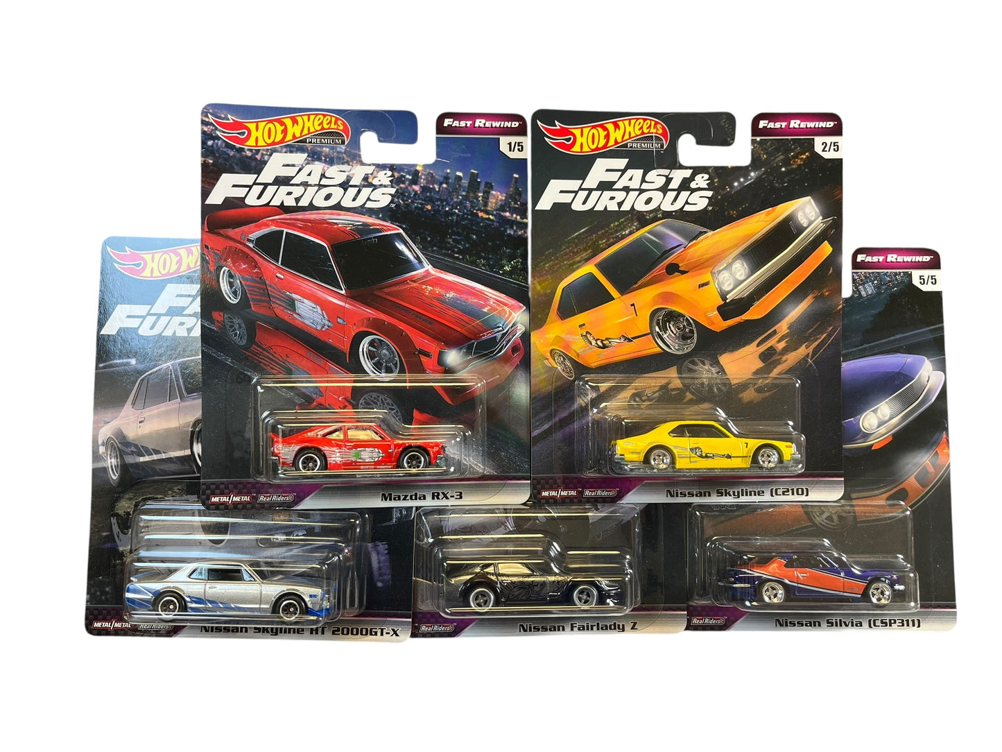 Hot Wheels Premium 2019 Fast & Furious 'Fast Rewind' Set of 5 Cars