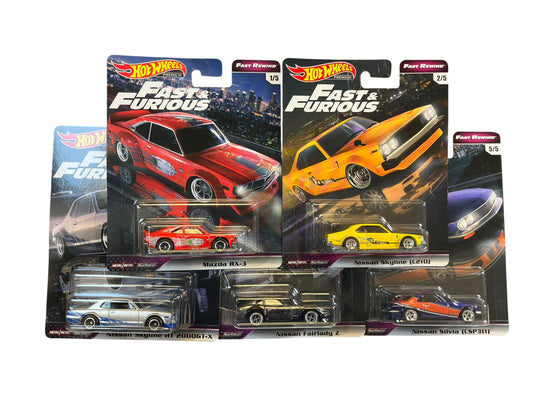 Hot Wheels Premium 2019 Fast & Furious 'Fast Rewind' Set of 5 Cars