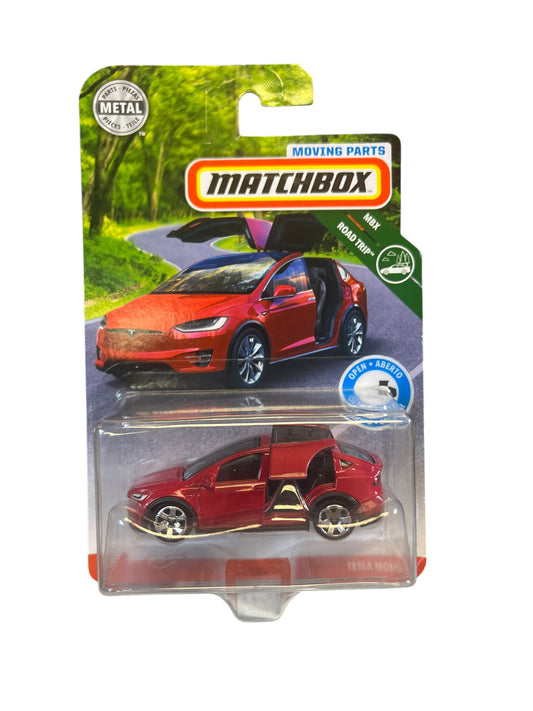 2019 Matchbox Moving Parts 2017 Tesla Model X  1/64 Diecast Vehicle Red (bad card)