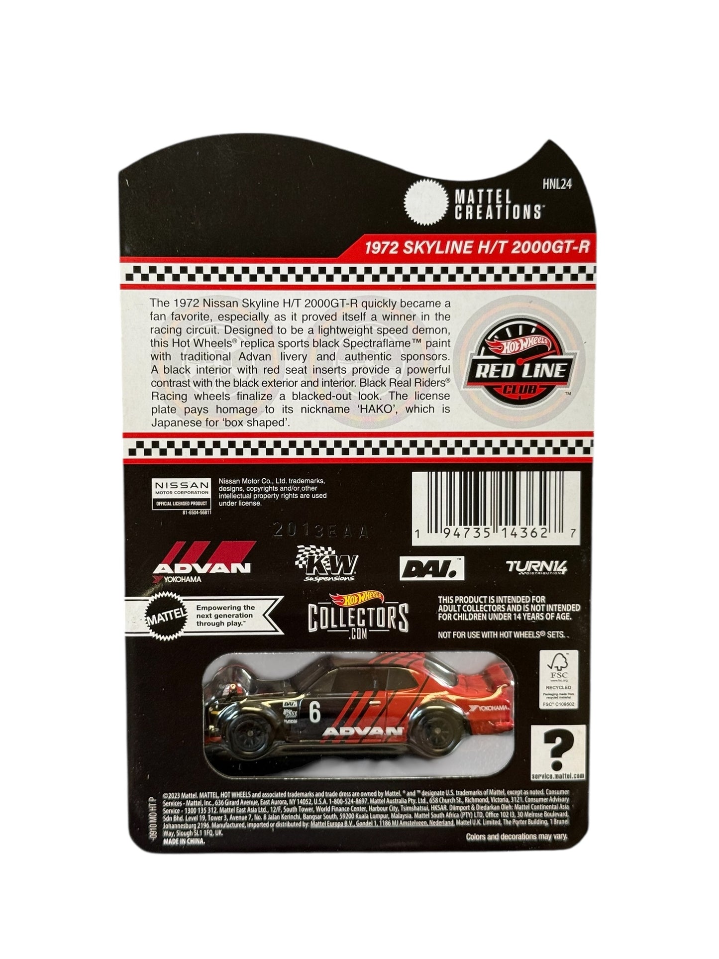 Hot Wheels 2024 RLC 1972 Skyline H/T 2000GTR